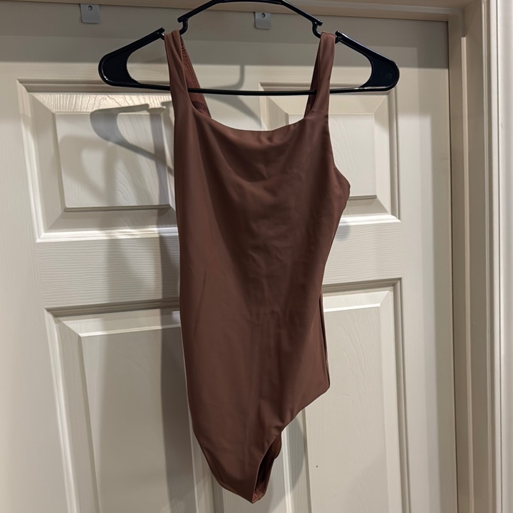 Sadie & Sage Brown Asymmetrical Sleeveless Bodysuit